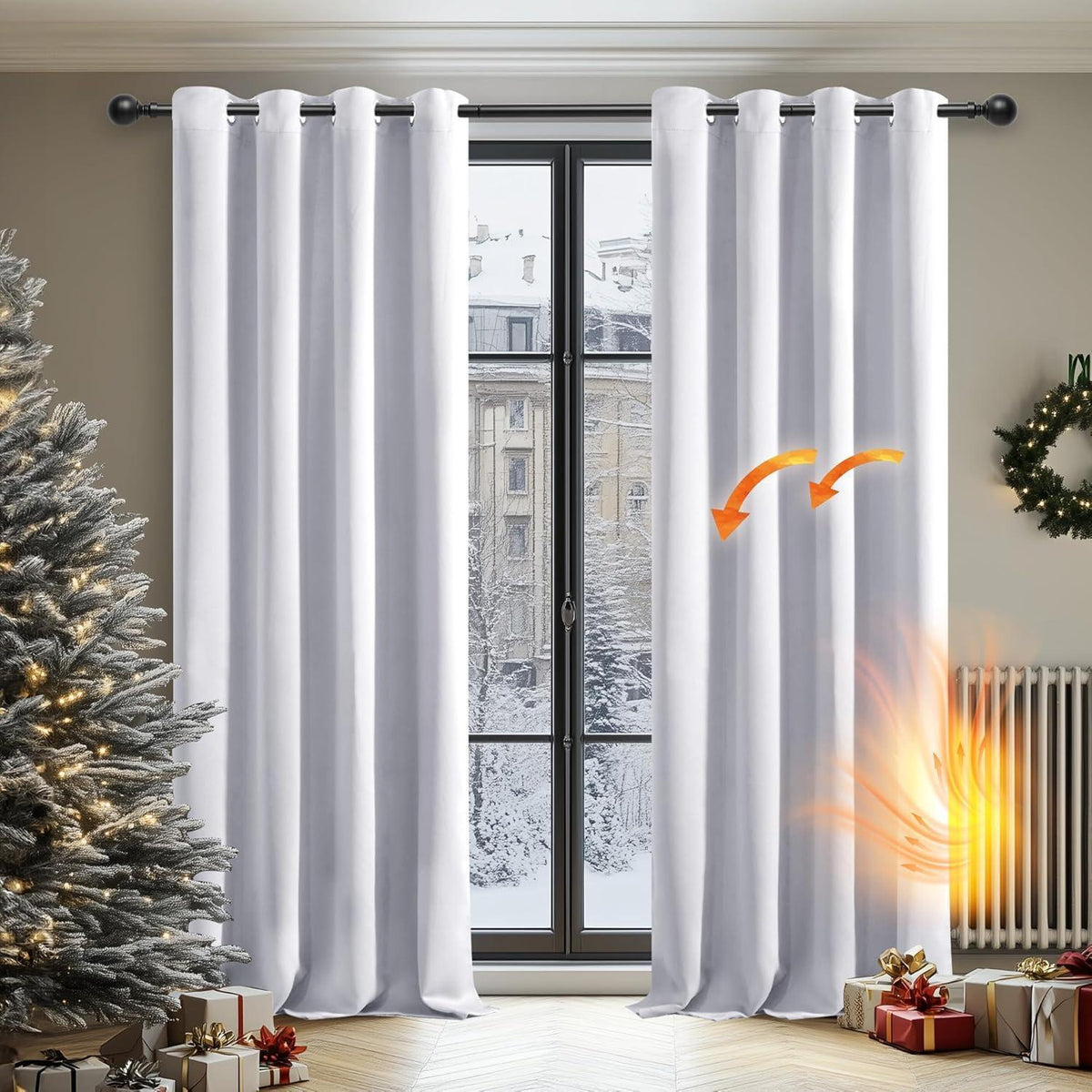 Blickdichte Vorhänge Verdunkelung 300x140 cm - 2er Set Silber Grau