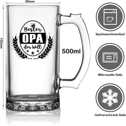 Bierkrug Bierglas 0,5 Liter Geschenkbox für Opa Vatertag Weihnachten