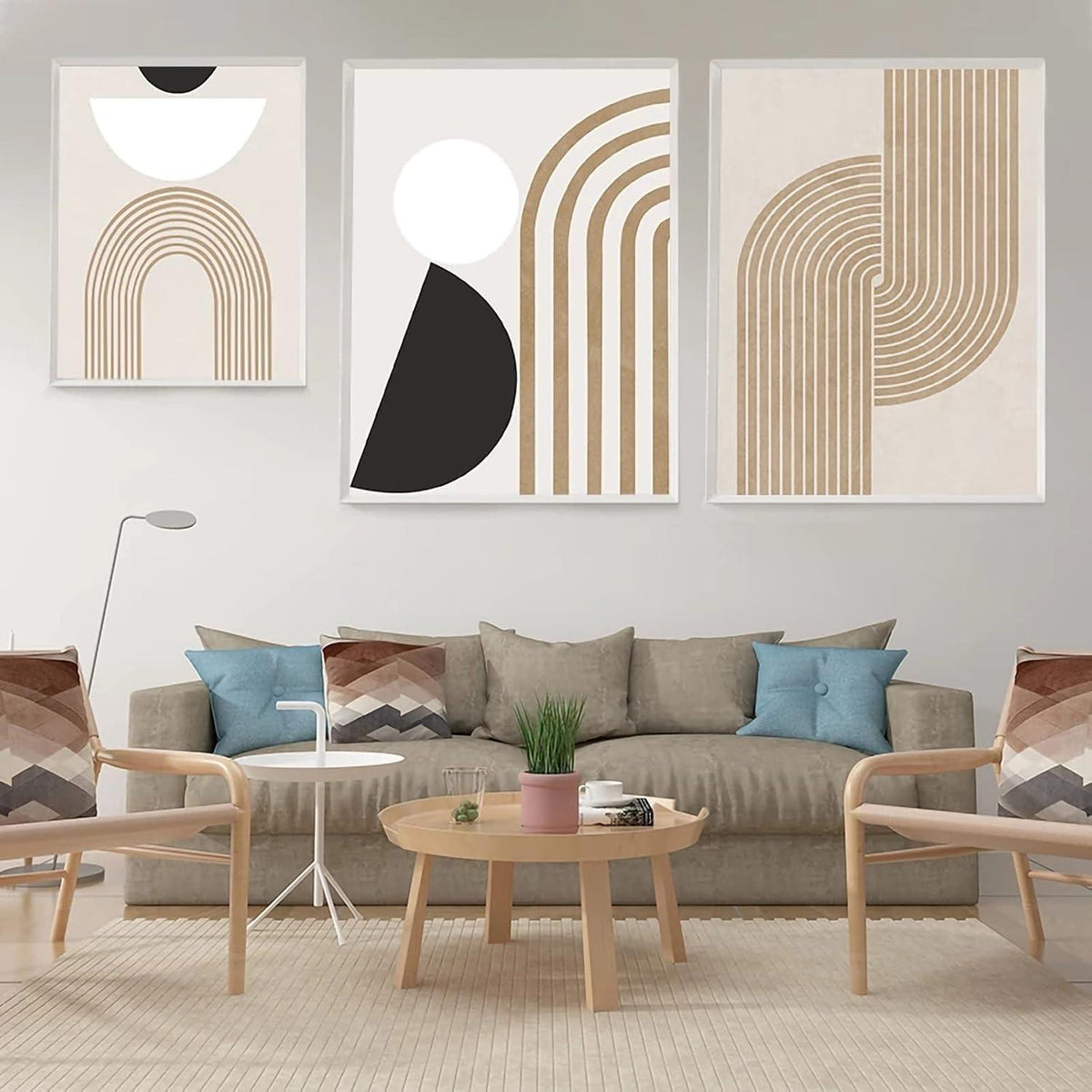 3er Premium Poster Set Moderne Abstrakt Kunst Wandbilder Leinwandbild Boho Deko 40x50cm Beige