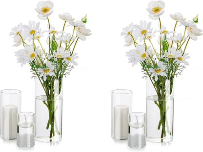 Klare Glasvasen Set für Tischdekoration Zylinder Vase 2er Pack