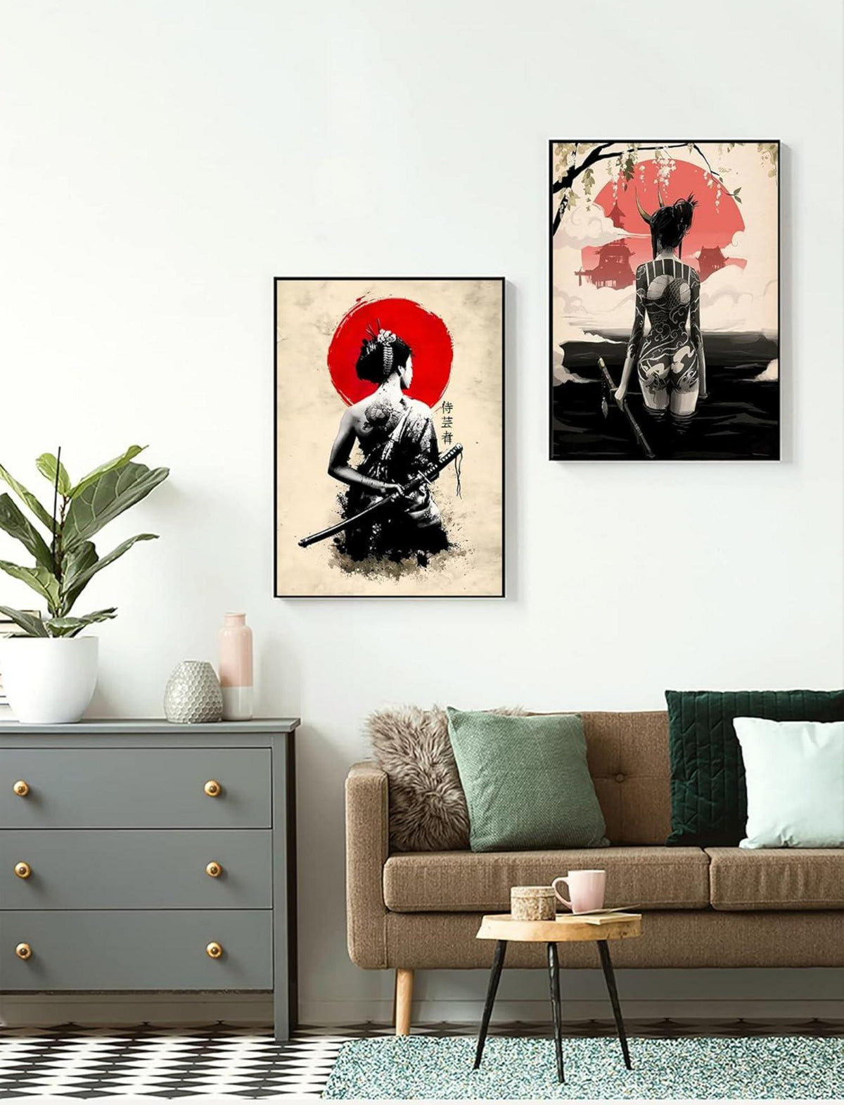 Japanisch Frau Poster Bilder Leinwand Wandkunst Wohnzimmer Kunst