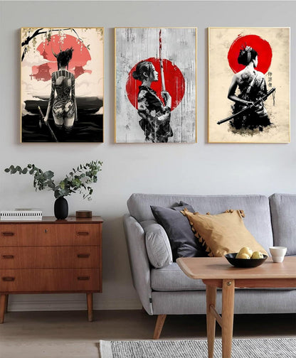 Japanische Frau Leinwand Poster Wandkunst Wohnzimmer Deko (3