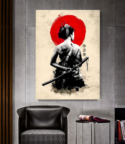 LYBOHO Japanische Frau Leinwand Kunst Poster Set 40x60cm (3