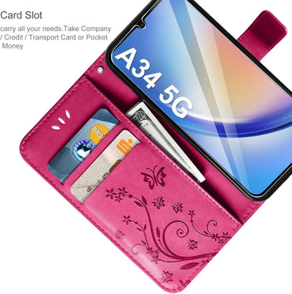 Kompatibel mit Samsung Galaxy A34 5G Leder Wallet Hülle und