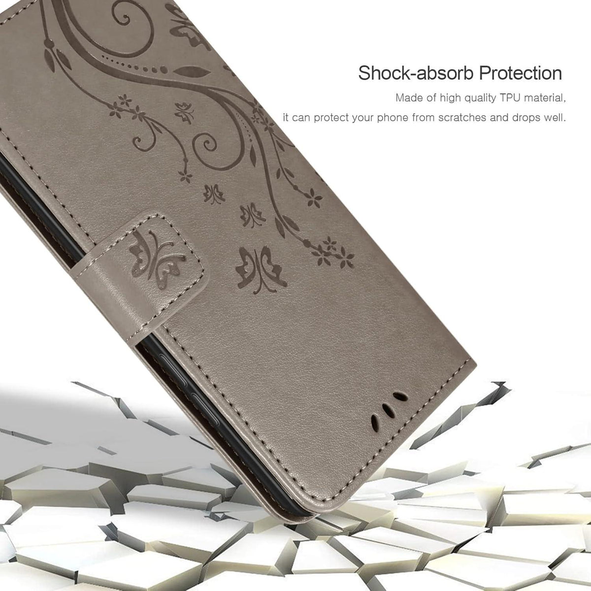 AROYI Samsung Galaxy A34 5G Lederhülle Wallet Case Grau