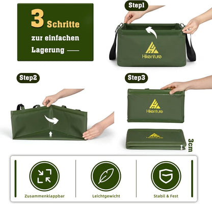 HIKENTURE Outdoor Faltschüssel 15L Faltbarer Eimer Camping Army Green