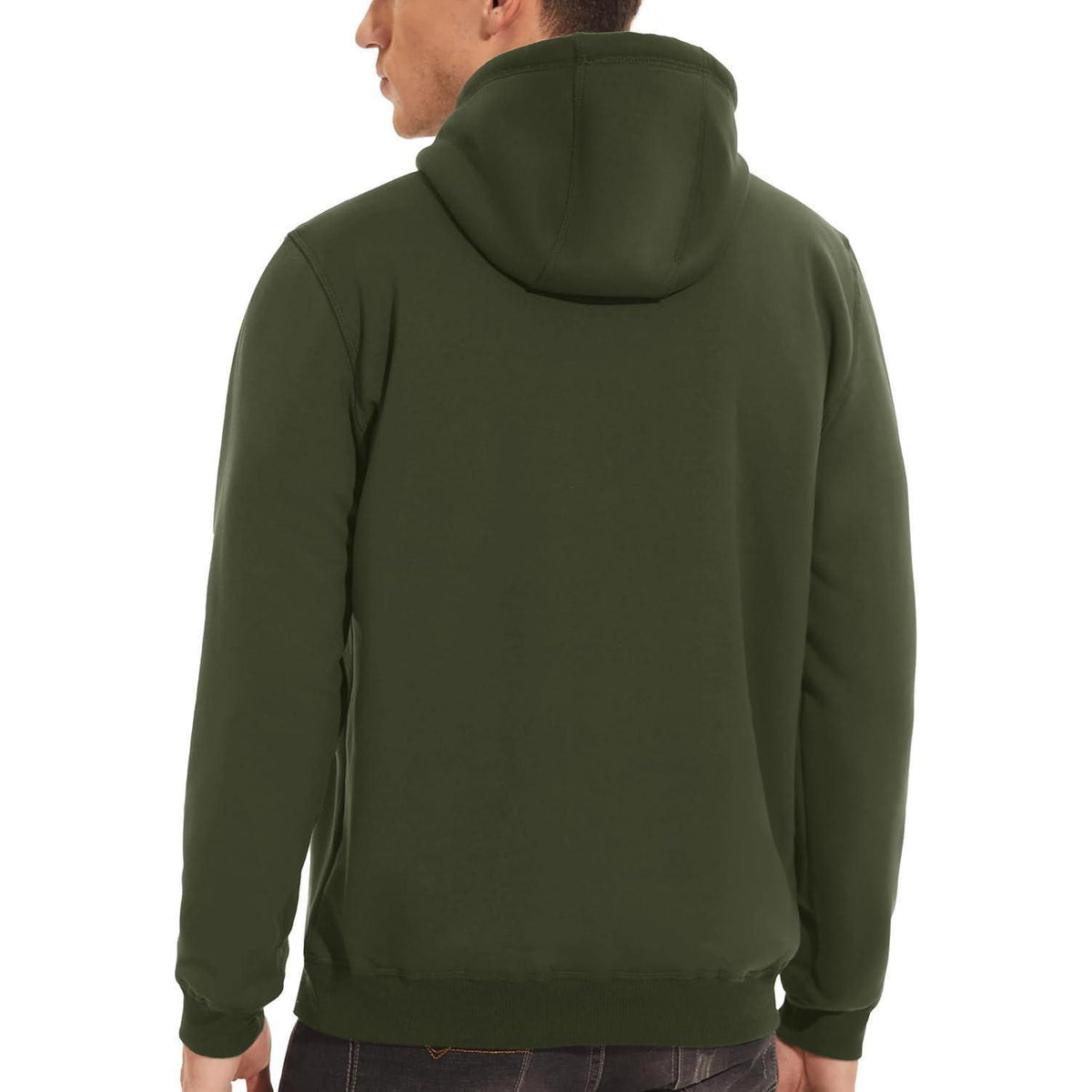 Herren Sherpa Hoodie mit Kängurutasche, Armeegrün XXL