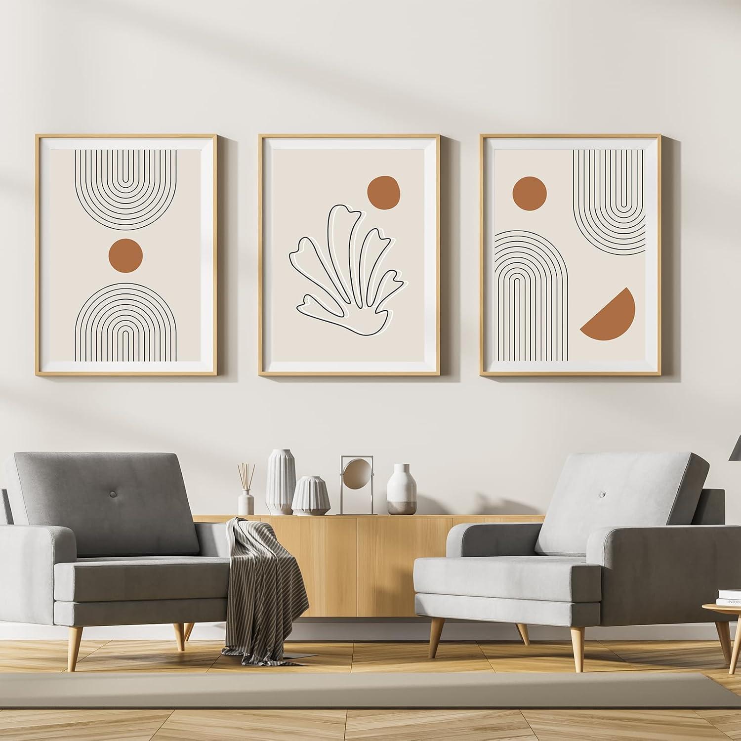 Moderne Abstrakt Leinwand Bilder Wohnzimmer Set Geometrie 2