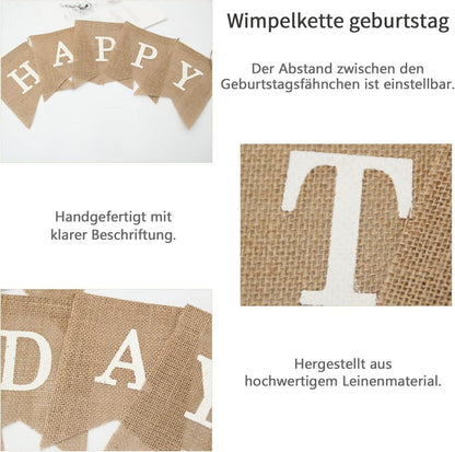Happy Birthday Girlande Bunte Boho Deko Drieck Flagge Wimpelkette