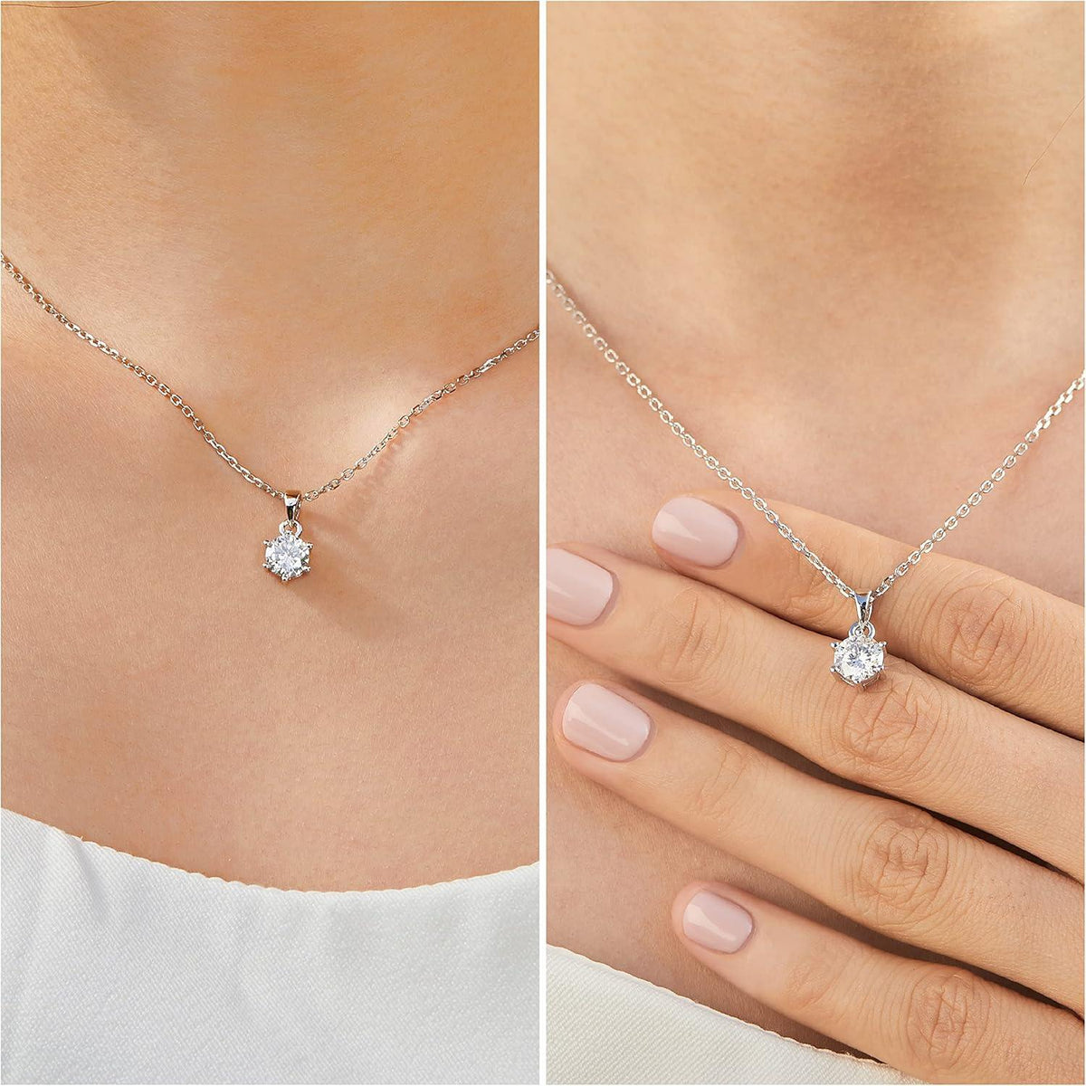 Moissanite Halskette Damen Silber 925 Solitär Anhänger