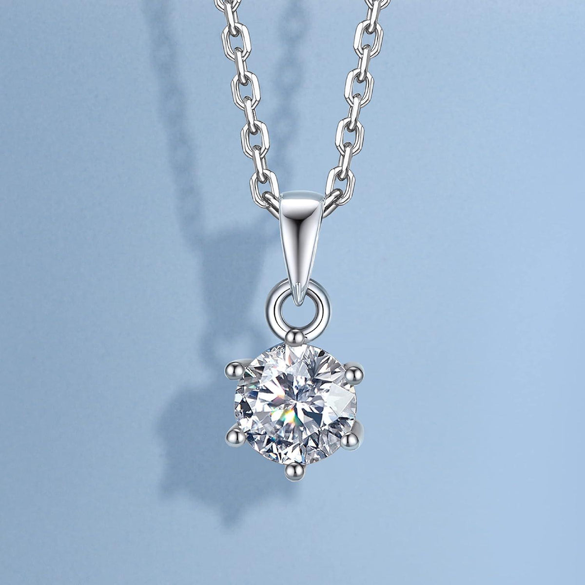 Moissanite Halskette Damen 925 Silber 1/2 Karat Diamant Solitär Anhänger Valentinstag Gift