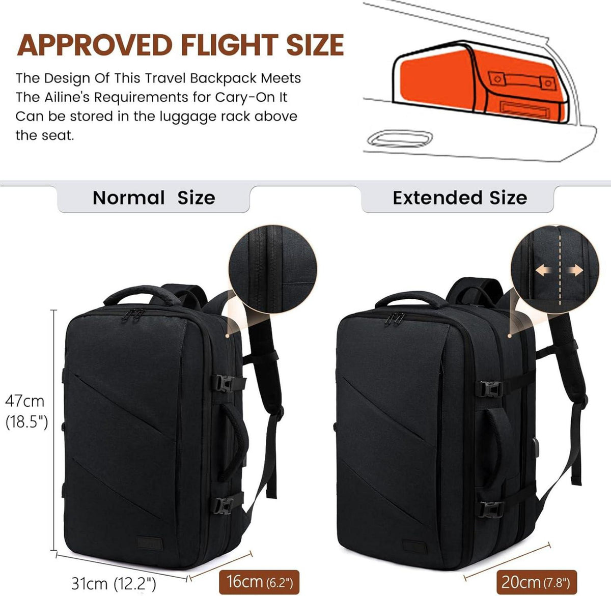 LOVEVOOK Handgepäck Rucksack 30L für Business Herren 15,6