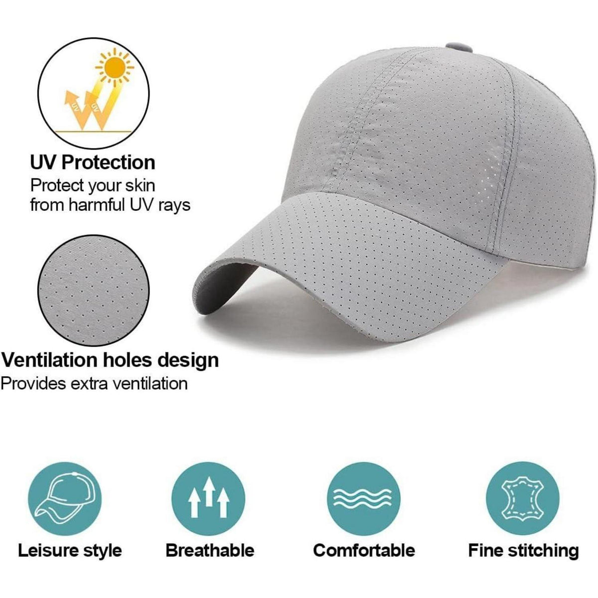 Herren Baseball Cap atmungsaktiv & schnelltrocknend Grau