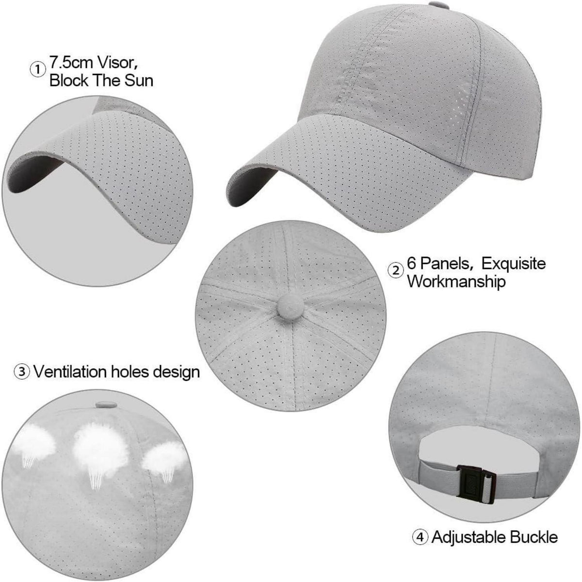 Herren Baseball Cap atmungsaktiv & schnelltrocknend Grau