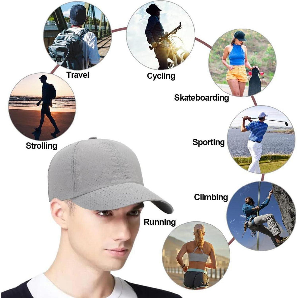 Herren Baseball Cap atmungsaktiv & schnelltrocknend Grau