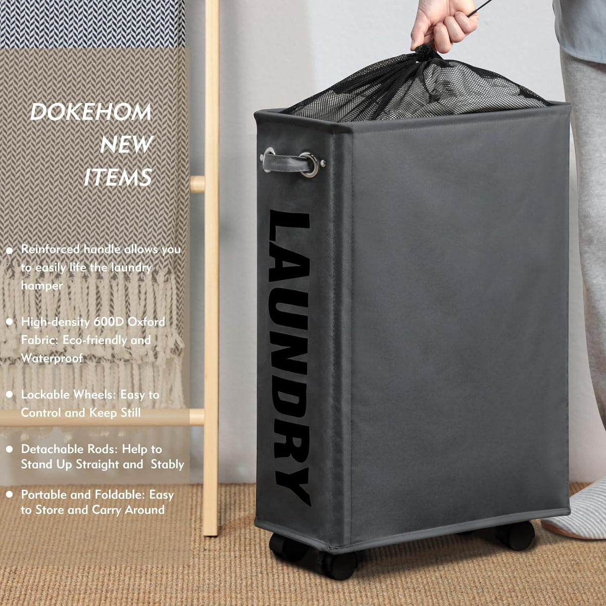 DOKEHOM 25-Inches Faltbare Wäschekörbe mit