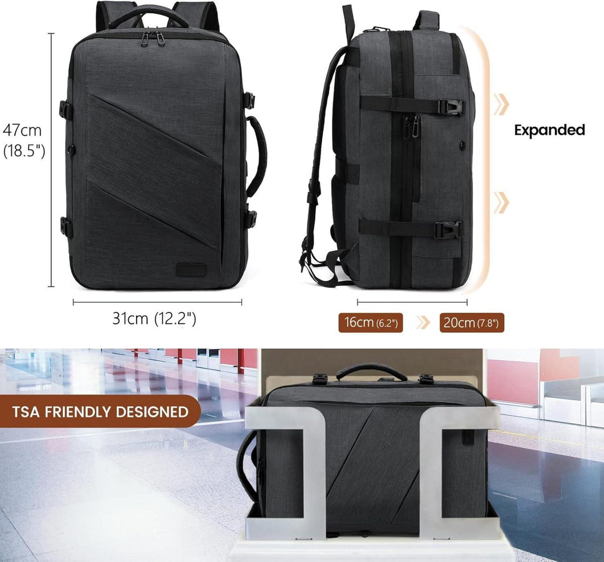 Handgepäck Rucksack 30L Reiserucksack Herren Damen Travel Backpack