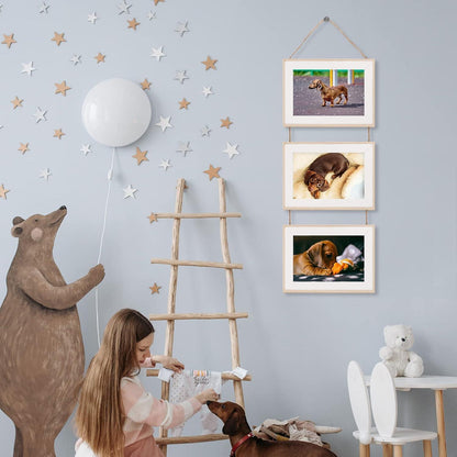 Bilderrahmen Set 10x15 cm 3 Fotos Holzfarbe mit Glas Wandbehang