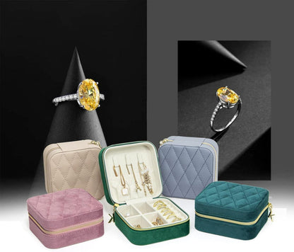 Kleine Schmuckkästchen Damen Tragbar Reise Schmuckbox Samt Miniorganizer