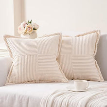 Kissenbezug Kordsamt Deko 45x45 2er Set Gestreift Modern Sofa