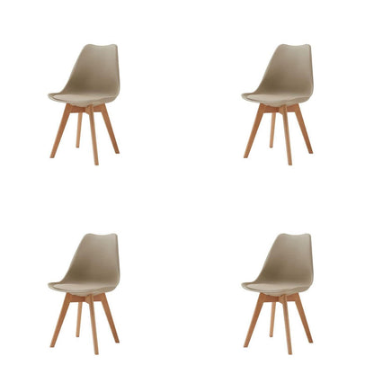 6 Esszimmerstühle Skandinavisch, Holz, Khaki in Lederoptik