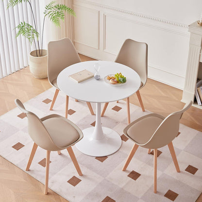 6 Esszimmerstühle Skandinavisch, Holz, Khaki in Lederoptik