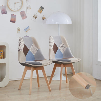 Patchwork Esszimmerstühle Set (2) – Braun, Massivholz