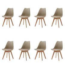 8 Esszimmerstühle Skandinavisch, Khaki & Beige, Sitz in Lederoptik