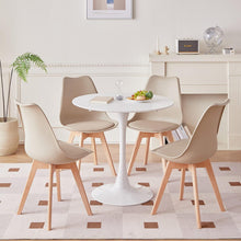8 Esszimmerstühle Skandinavisch, Khaki & Beige, Sitz in Lederoptik