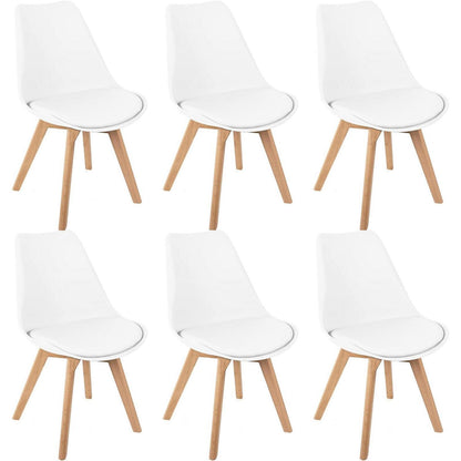 6 Esszimmerstühle Weiß – Skandinavische Designstühle in Lederoptik