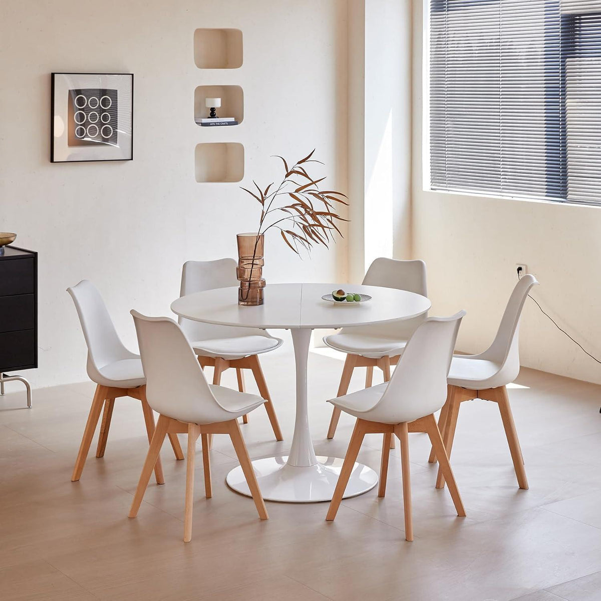 6 Esszimmerstühle Weiß – Skandinavische Designstühle in Lederoptik
