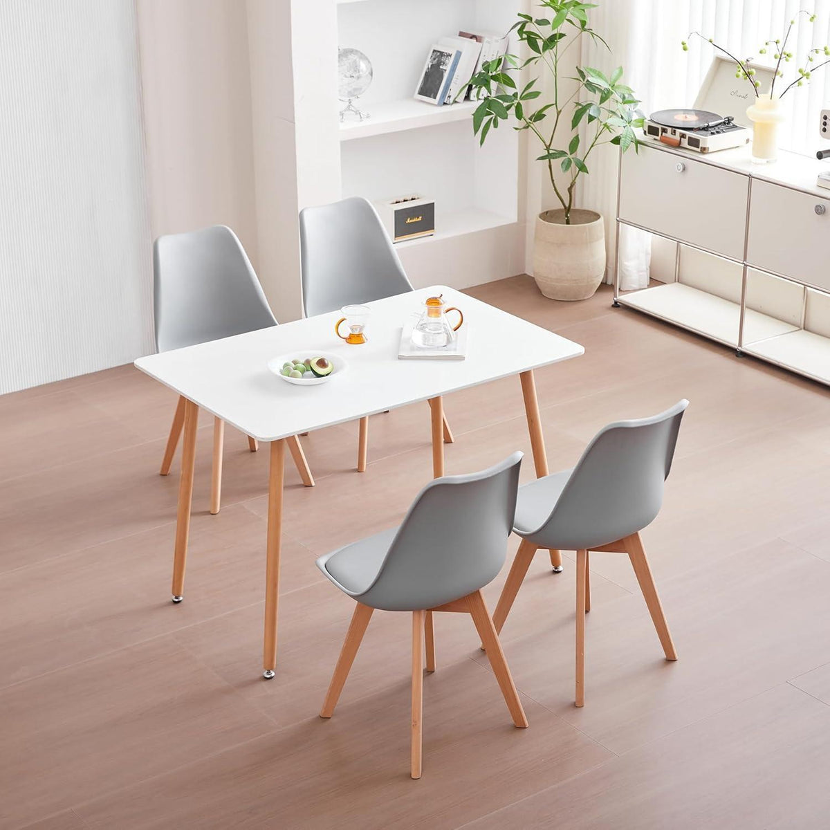 8 Esszimmerstühle Grau – Skandinavisches Design in Lederoptik