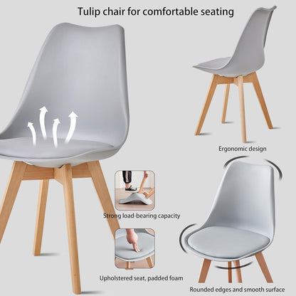 8 Esszimmerstühle Grau – Skandinavisches Design in Lederoptik