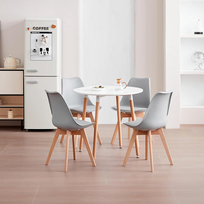 8 Esszimmerstühle Grau – Skandinavisches Design in Lederoptik