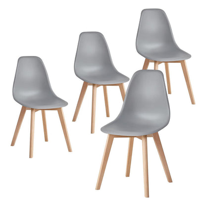 Esszimmerstuhl-Set 4er-Pack Grau – Massivholzbeine & Komfort