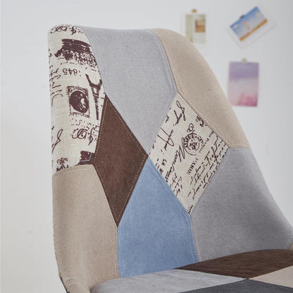 Patchwork Esszimmerstühle Set (4) – Braun mit Sitzkissen