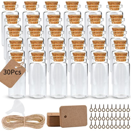 30 Stück Mini Glasflaschen mit Korken,10ml - DIY Hochzeit