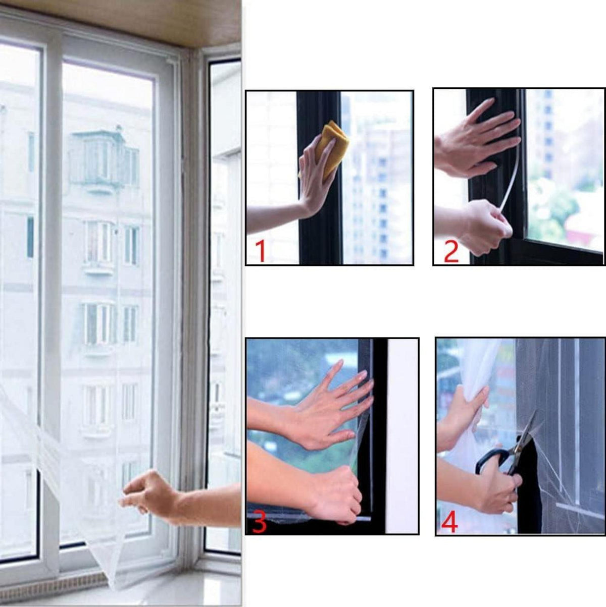 Moskitonetz Fliegengitter Insektenschutz Fensternetz 1.5m x 1.3m Schwarz