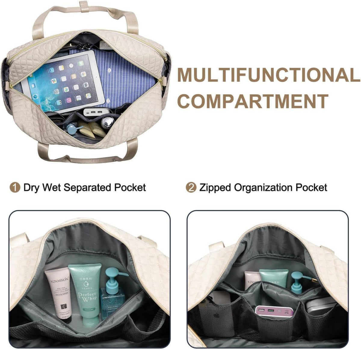 Große Damen Reisetasche mit Laptopfach - Leichte Sporttasche für