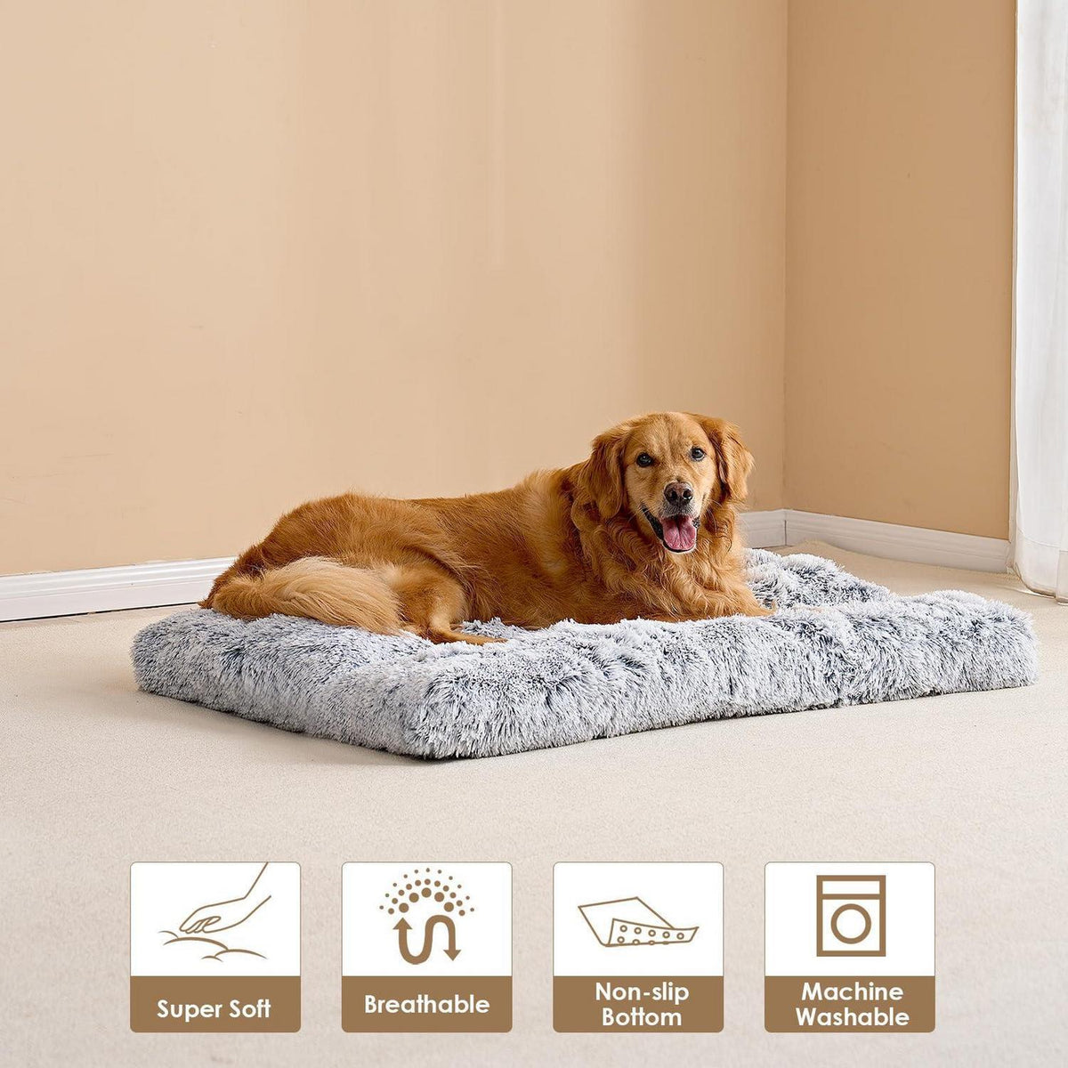 Flauschiges Hundebett XL Grau – Waschbar & Rutschfest