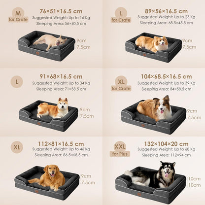 Orthopädisches Hundebett XL mit Memory Foam, Dunkelgrau