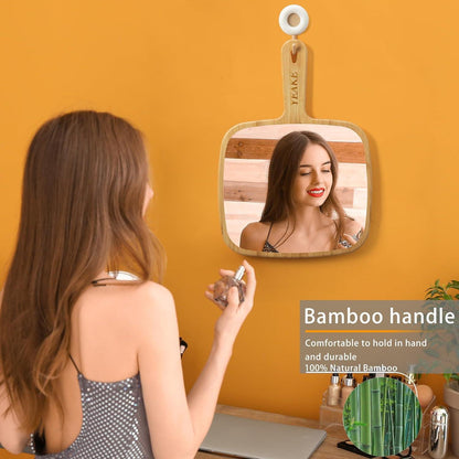 Handspiegel extra groß Bambus-Handspiegel tragbarer