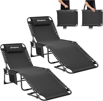 Sonnenliege klappbar 2er Set 5-stufig verstellbar Schwarz mit