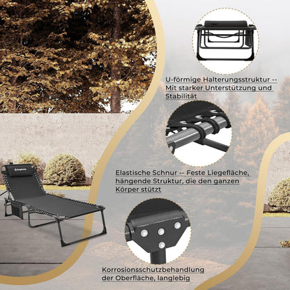 Sonnenliegen Set Schwarz 5-Stufig Verstellbar Klappbare Liegen mit