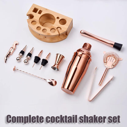 Cocktail Set 750ML 12tlg Edelstahl RoseGold mit Ständer