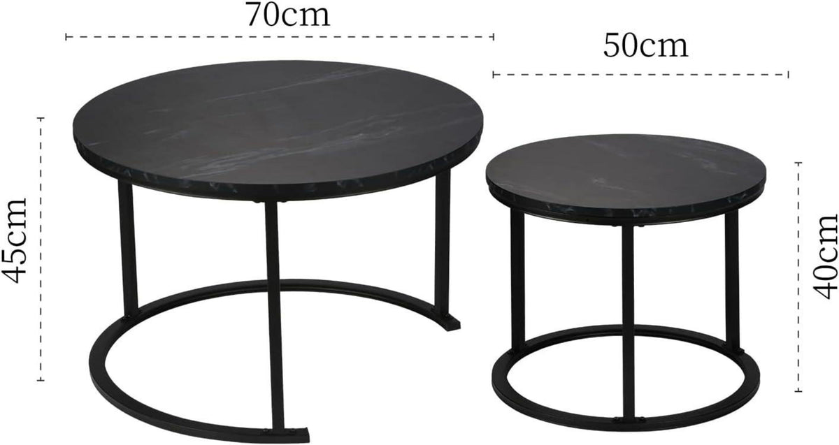 Couchtisch Rund 2er Set Beistelltisch Holz Metallgestell