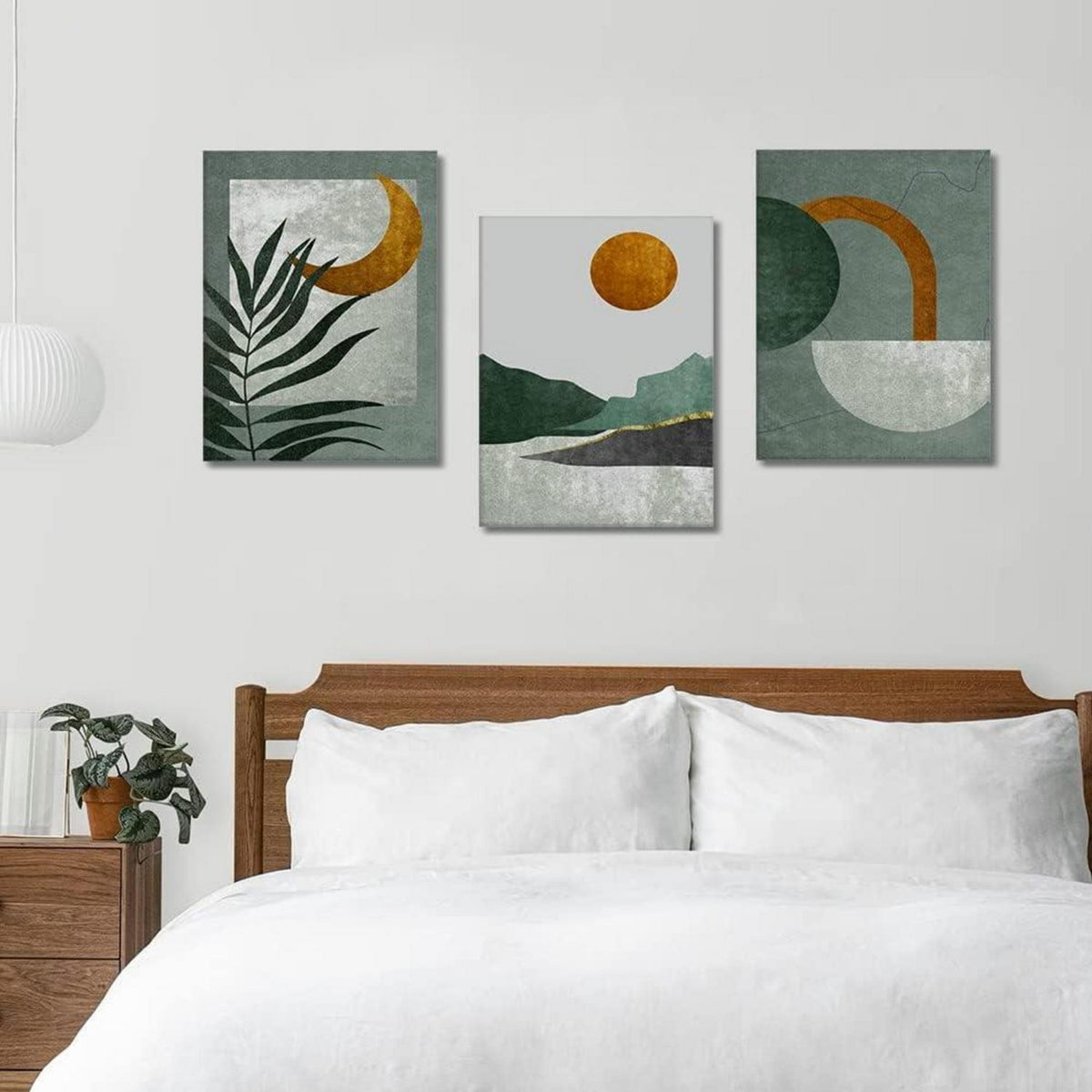 3-teilige Zen Leinwandbilder Sonne Mond Teekanne Moderne Wandbild
