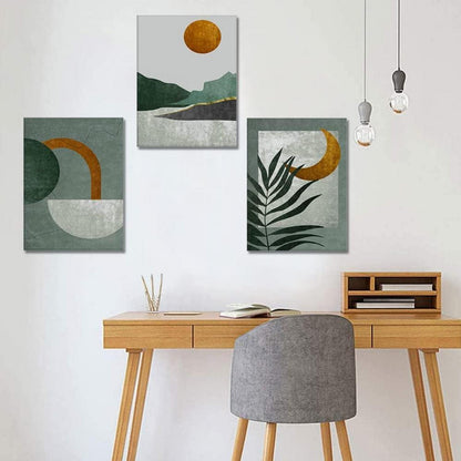 3-teiliges Zen Leinwandbildset Sonne Mond Teekanne - Moderne Wanddekoration 30x40 cm