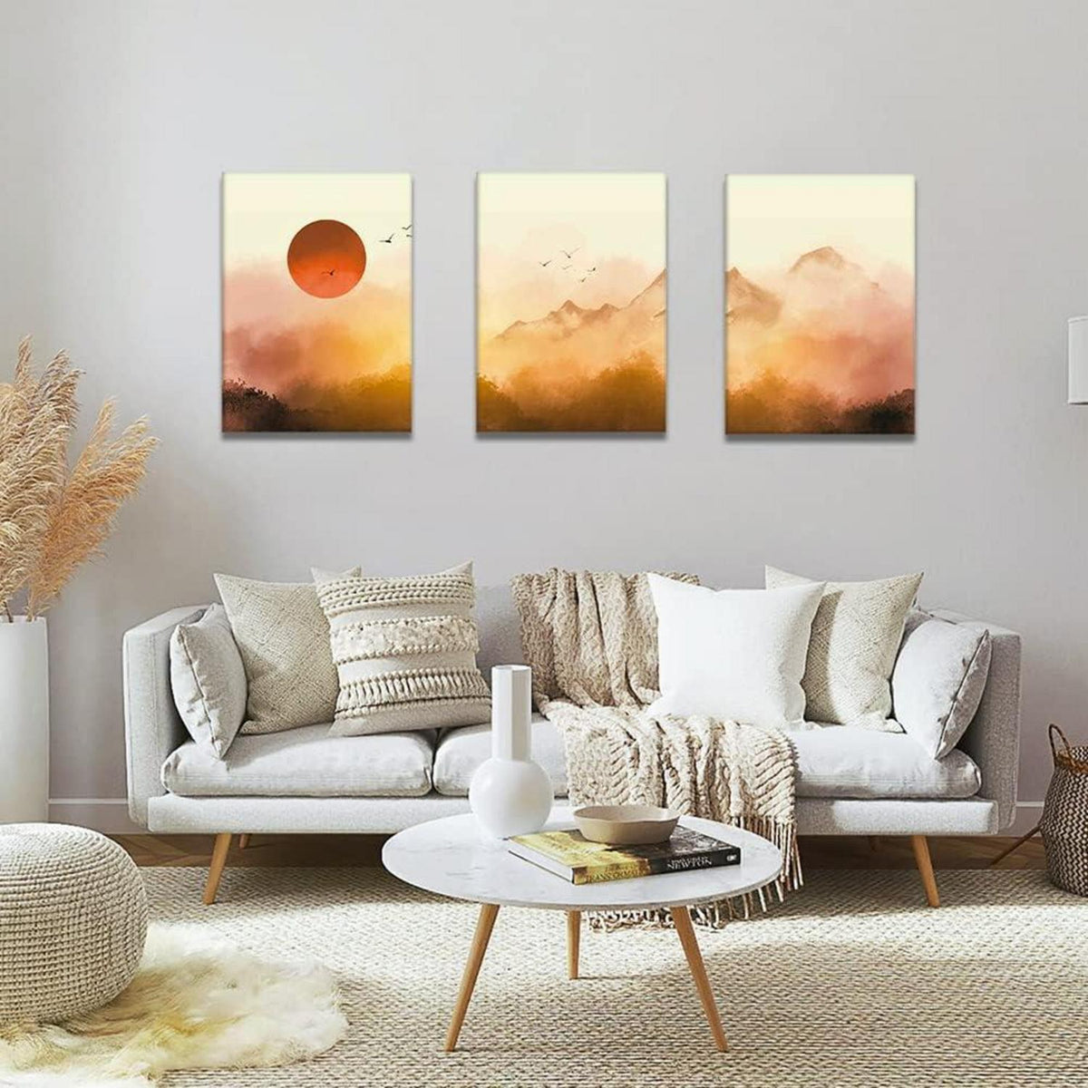 3-teiliges Wald Sonnenaufgang Leinwandbilder Set 30x40cm
