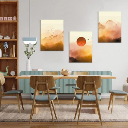 Leinwandbild Sonnenaufgang Nebel Wald 3-teilig 30 x 40 cm